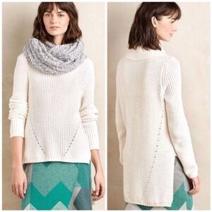 Anthropologie Moth Women's Cream High Low Turtleneck Sweater- Medium